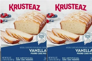 Krusteaz Vanilla Pound Cake & Sweet Glaze Mix 16.5 oz Box - 2 ct - Picture 1 of 1