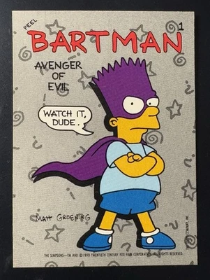 1990 Topps Simpsons Sticker - #1 Bartman / Bart Simpson NM-MINT Rookie RC - Image 1 of 2