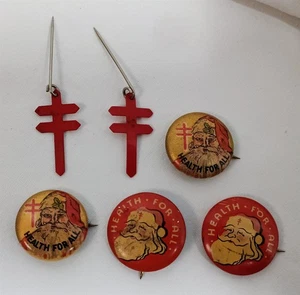 Vintage National Tuberculosis Association Pin Lot Health For All Santa Claus etc - Picture 1 of 4