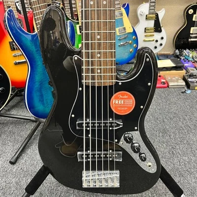 Squier Jazz Bass VI 6-string bass, black Safe Packing! - Image 1 of 4