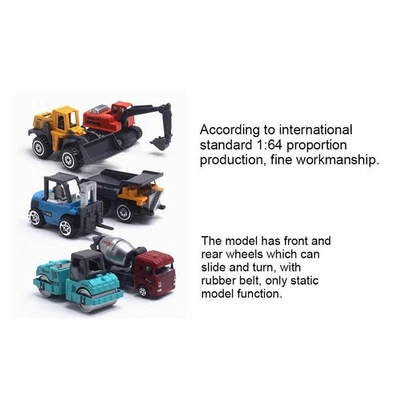 1/64 Mini Aleación Camión Ingeniería RC Coche Juguetes Modelo Set Para Niños Regalo Hogar Foto 1 de 4