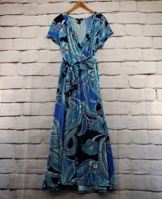 Maxi Pullover Cinturón Corbata ASHLEY STEWART Shift Mujer 18/20 Azul Paisley Blanco Foto 1 de 4