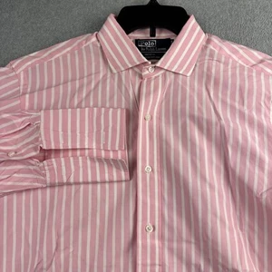 De Colección Polo Ralph Lauren Camisa Hombres 16-34 Rosa Rayas Puño Francés Vestido Hecho en EE. UU. - Imagen 1 de 7