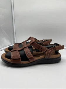 Clarks Kitly Step Leather Strap Sandals Women’s Size 8 Brown Hook Loop - Picture 1 of 6