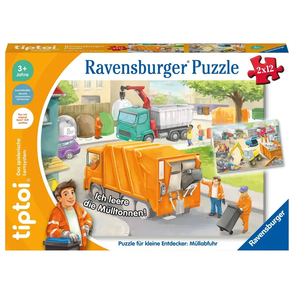 Ravensburger Puzzle 12 Teile Puzzle für kleine Entdecker Müllabfuhr 00172