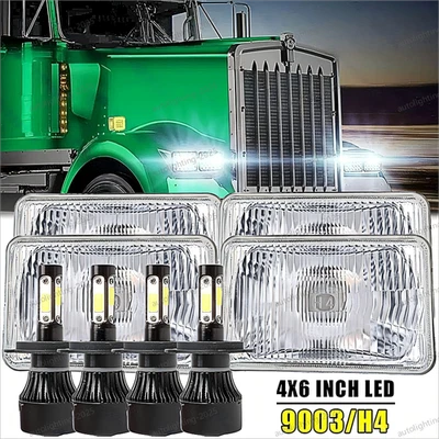 Brightest 4pc 4x6" Led Headlights H4656 for Kenworth T400 T600A T800 W900 - Image 1 of 4