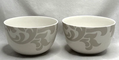 2 Cuencos de Porcelana Colección Martha Stewart Plato de Repuesto Macy's Lisboa Gris Foto 1 de 4