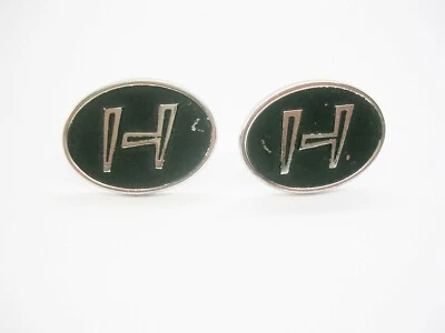 Initial H Cufflinks vintage Monogram Cuff Links HICKOK USA Formal Wear - Image 1 of 3