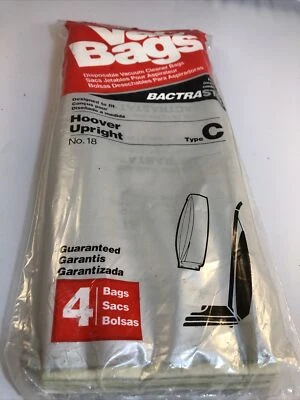 Hoover Upright Vacuum Bags Type C No. 18 Home Care Pack of 4 Brand New - Image 1 of 4