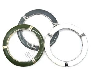 Lia Sophia Kiam Family Gray/Green/White Enamel Stackable Stretch Bracelet Set - Picture 1 of 3