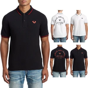 True Religion Mens Casual Polo T Shirt Short Sleeve Cotton Tee Classic Golf - Picture 1 of 16