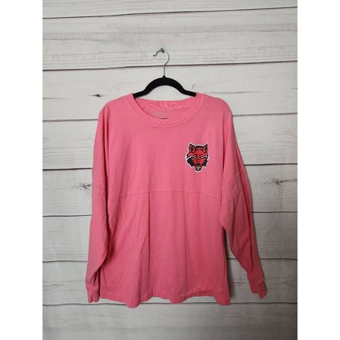 Arkansas State Red Wolves Womens Shirt Pink Long Sleeve Spell Out College NCAA M Cover
