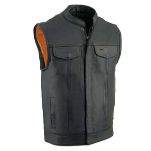 Milwaukee Leather MLM3514 Men's Black “Cool-Tec” Motorcycle Rider Leather Vest - Picture 1 of 10