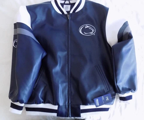 Penn State Nittany Lions Men's Full Zip Faux Leather Jacket Cover
