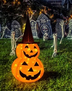 3FT Halloween Collapsible Pumpkin Decorations, Light Up 50 LED Uses 3AA - Picture 1 of 6