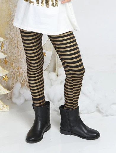 Leggings a rayas negras y doradas para niñas Haven Foto 1 de 2