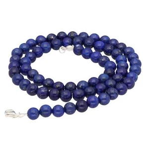 Cadena de bolas de lapislázuli Ø 6 mm collar cierre mosquetón 45 cm - Imagen 1 de 4