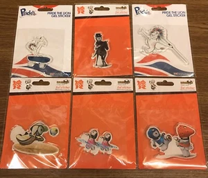 6 LONDON 2012 OLYMPICS TEAM GB PRIDE THE LION WENLOCK GEL STICKERS 6 EVENTS NEW - Picture 1 of 10