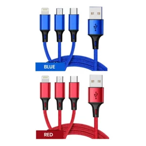3 in 1 Fast USB Charging Cable Universal Multi Function Cell Phone Charger Cord - Picture 1 of 51