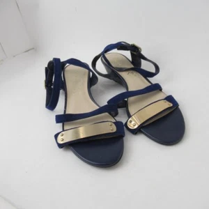 Autograph Sandals Marks & Spencers Suede UK 5.5 Blue Gold Strip Preloved - Picture 1 of 11