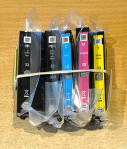 full set of GENUINE EPSON 33 Oranges BK PBK C M Y vacuum sealed ink cartridges - Picture 1 of 2