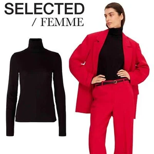 Women's Black High Neck T-shirt Long Sleeve T-shirts for Ladies Size XS To L - Picture 1 of 4
