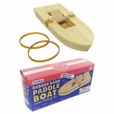  RUBBER BAND PADDLE BOAT Ship wood wooden Retro water/bath tub/pool toy - Image 1 of 3