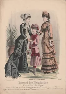 Gravure Mode n°4336bis Journal des Demoiselles 1881 Signé - Foto 1 di 1