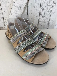 SANDALIAS Trotters Trinity bronceado arena 3 correas zapatos mujer EE. UU. 11N - Imagen 1 de 6