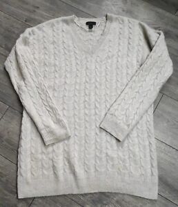 Saks Fifth Avenue 100% Cashmere Cable Knit Jumper Size L Grey