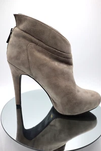 Jessica Simpson High Heel Bootie Gray Suede 7.5 Gray Zip Up Round Toe Stiletto - Picture 1 of 22