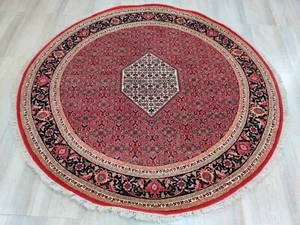Vintage 8' Round Circle Hand Knotted Area Rugs for Living Room 100% Wool Bidjar - Picture 1 of 24