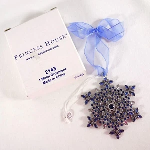 Princess House Jeweled Metal Holiday Snowflake Christmas Ornament 2143 w/ Box - Picture 1 of 6