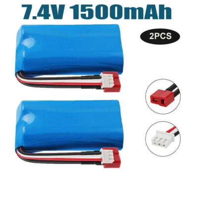 2X 7.4V 1500mAh Rechargeable Lipo Battery Universal for WLtoys 4WD Rc Cars Spare - Image 1 of 4