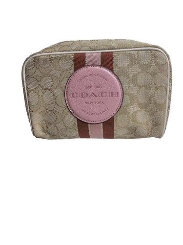 Custodia cosmetica Coach Dempsey Boxy 20 polsino con firma jacquard