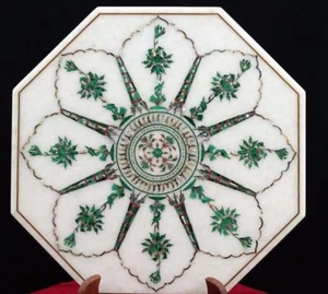 18" Marble Side end Table Top Inlay Pietra dura Malachite inlay Work - Picture 1 of 1