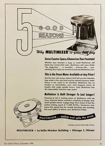 1948 AD.(PC4)~PRINCE CASTLES MFG. DIV. CHICAGO. SODA FOUNTAIN MULTIMIXER - Picture 1 of 1