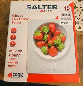 Salter Glass Ghost Digital Kitchen Scale - White 5KG - Picture 1 of 2