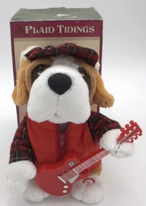 12" Cracker Barrel Plaid Tidings Animated Guitar Dog Plush — Tested & Working - Picture 1 of 24