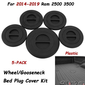 Black Plastic 5th Wheel/Gooseneck Bed Plug Cover Kit For 2014-2019 Ram 2500 3500 - Picture 1 of 9