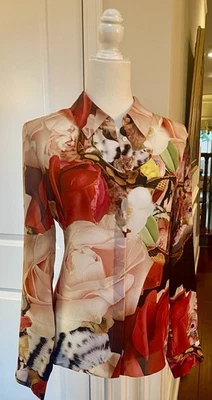 Blusa Alice + Olivia x Kelly Dabbah Exclusiva Estampado Willa Seda L Nueva con Etiquetas Foto 1 de 4