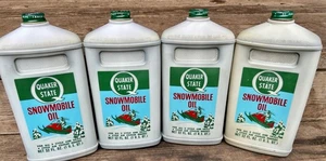 Lote 4 botellas completas vintage de aceite para moto de nieve QUAKER STATE 1 QT 32 oz bonitos gráficos - Imagen 1 de 11
