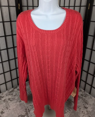 Suéter tejido con cable manga larga cuello redondo 3X para mujer St. John's Bay nuevo con etiquetas $42 Foto 1 de 4