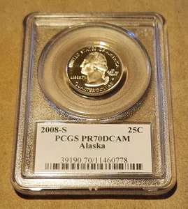 2008-S PCGS PR70 DCAM Alaska Clad Quarter--Flag Holder! - Picture 1 of 2