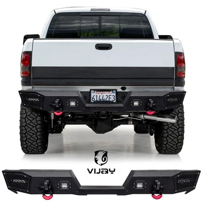 Vijay Fit 1994-2002 Dodge Ram 2500/3500 Steel Rear Bumper With LED Lights&D-Ring Foto 1 de 4