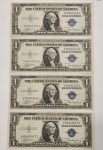 Lot of Four Consecutive 1935 A Silver Certificate Notes Unc $1.00 Bill - Picture 1 of 2