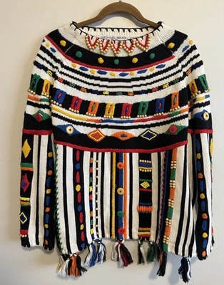 Suéter vintage Michael Simon años 80/90 multicolor con cuentas para mujer talla única Foto 1 de 4