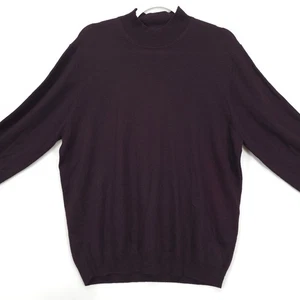 Brooks Brothers Sweater Men L Purple Mock Neck 100% Merino Wool Italian Knit - Picture 1 of 9