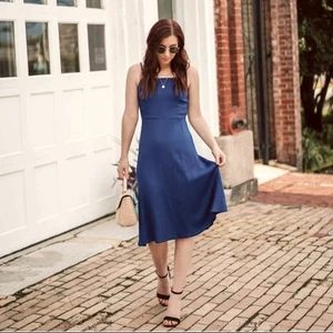 Forever 21 Contemporary sundress size M Summer navy straps flared - Picture 1 of 11