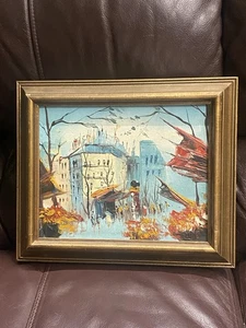 Vintage europäisches Stadtbild Ölgemälde 8x10 - gerahmt Original Kunst auf Karton - Bild 1 von 1